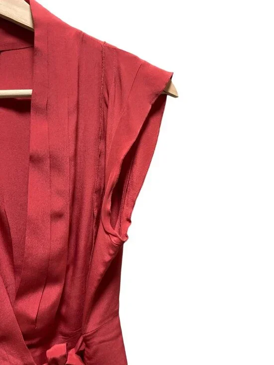 Anthropologie Fei Silk Wrap Top Terracotta Size 2 Minimalist Coastal Summer Boho - Picture 10 of 13